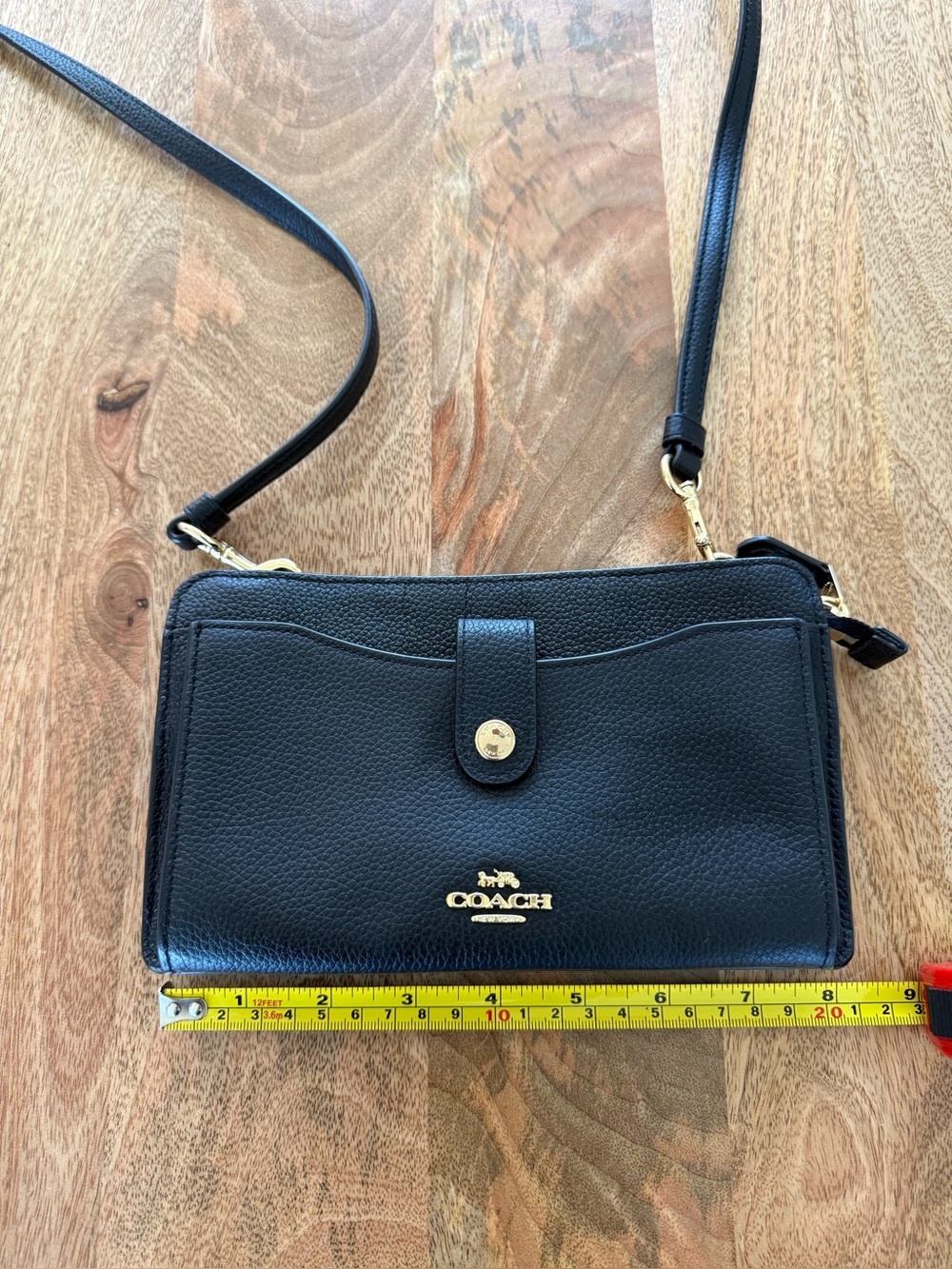 Coach Black Pebbled Leather Crossbody with Gold Logo - Picture 6 of 6